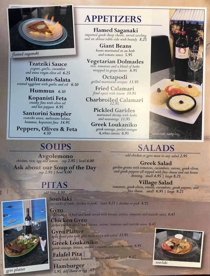 Carta de Santorini Restaurant, Oviedo