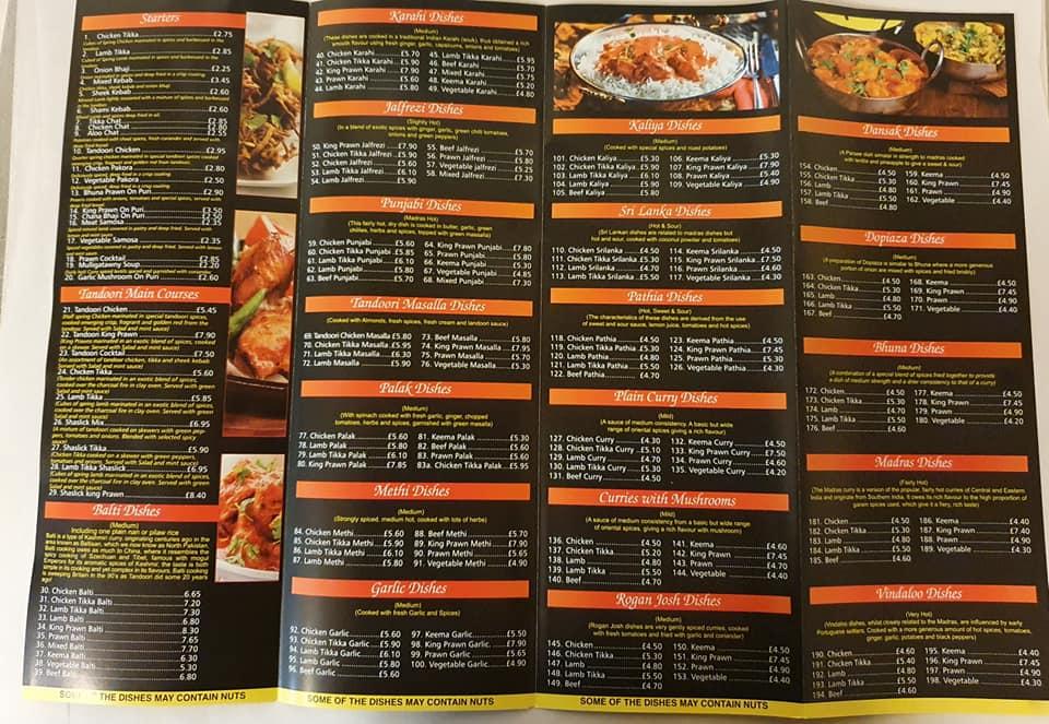 Menu at Eastern Balti Takeaway fast food, Blyth