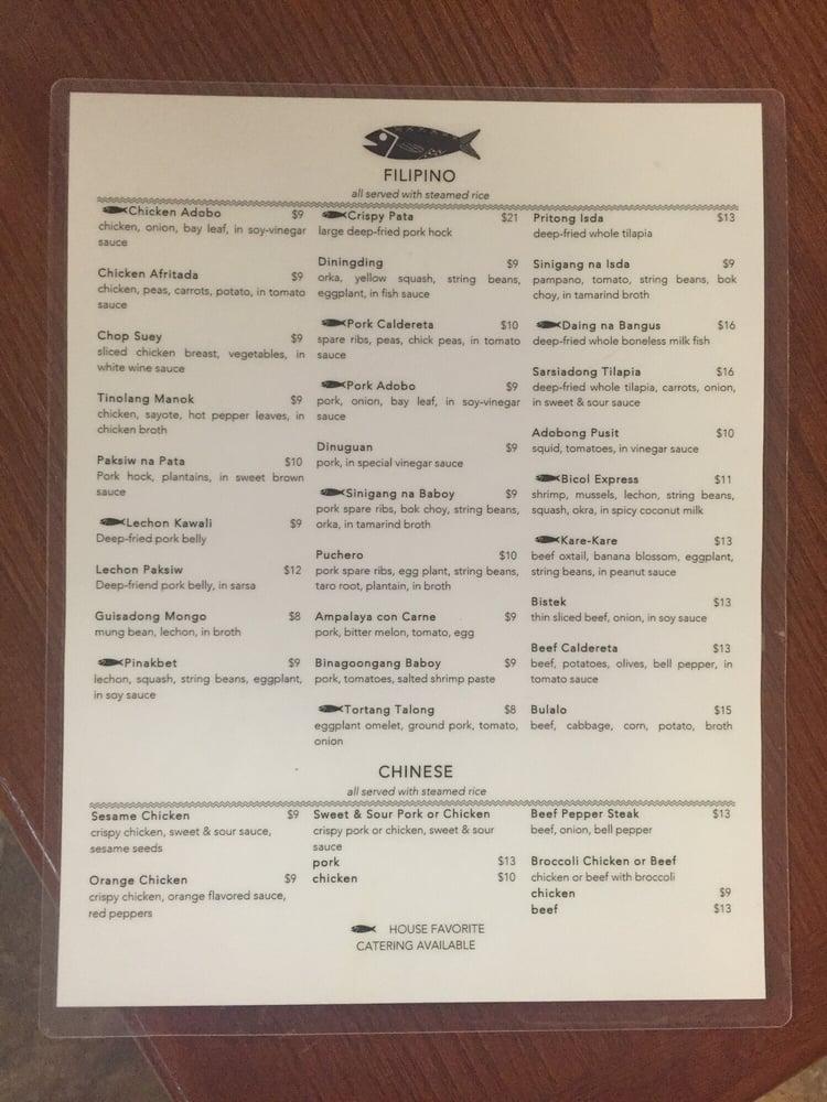 Menu at SariSari Filipino Restaurant, Market, & Bakery, San Antonio