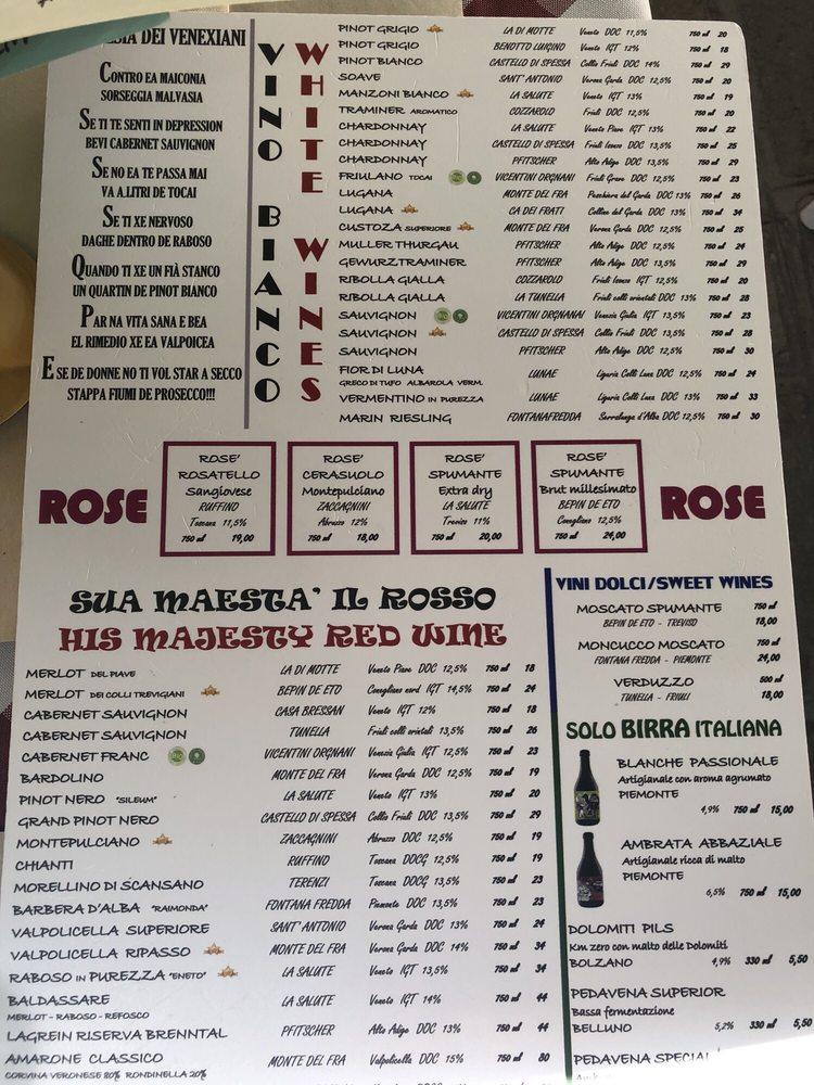 Menu at B Restaurant alla Vecchia Pescheria, Venice