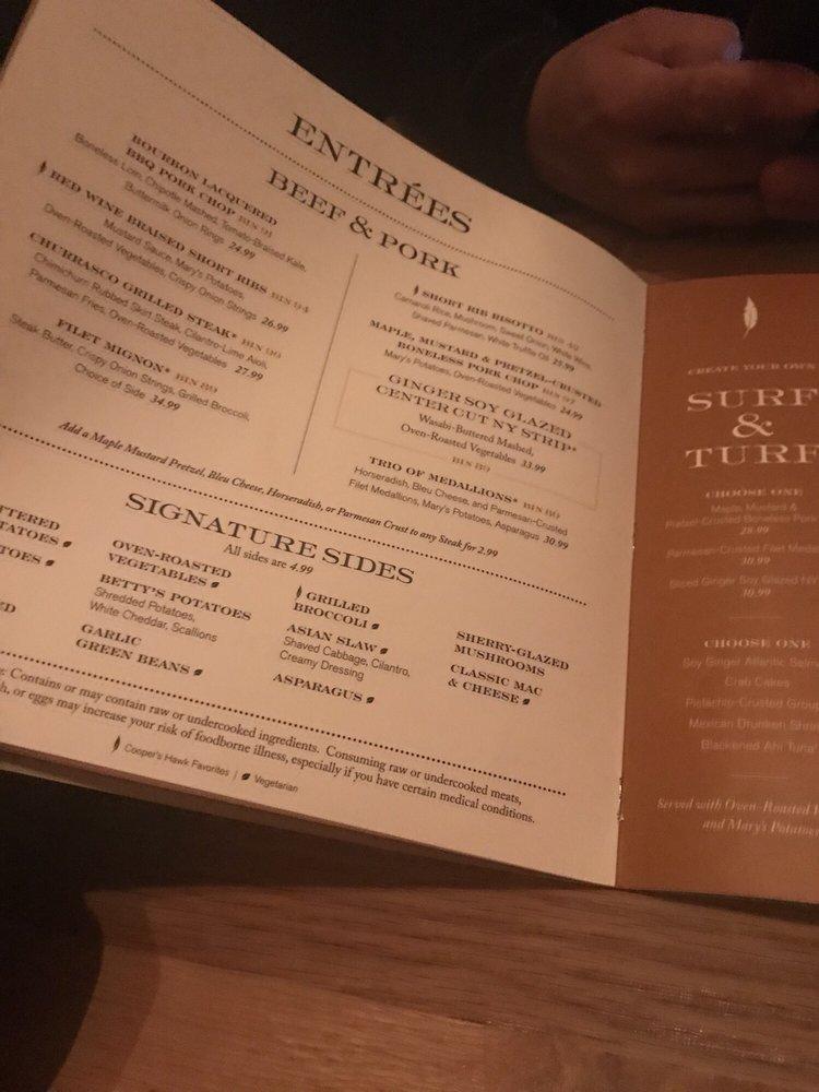 Menu at Cooper's Hawk Winery & Restaurant Oak Lawn, Oak Lawn, W 111th St