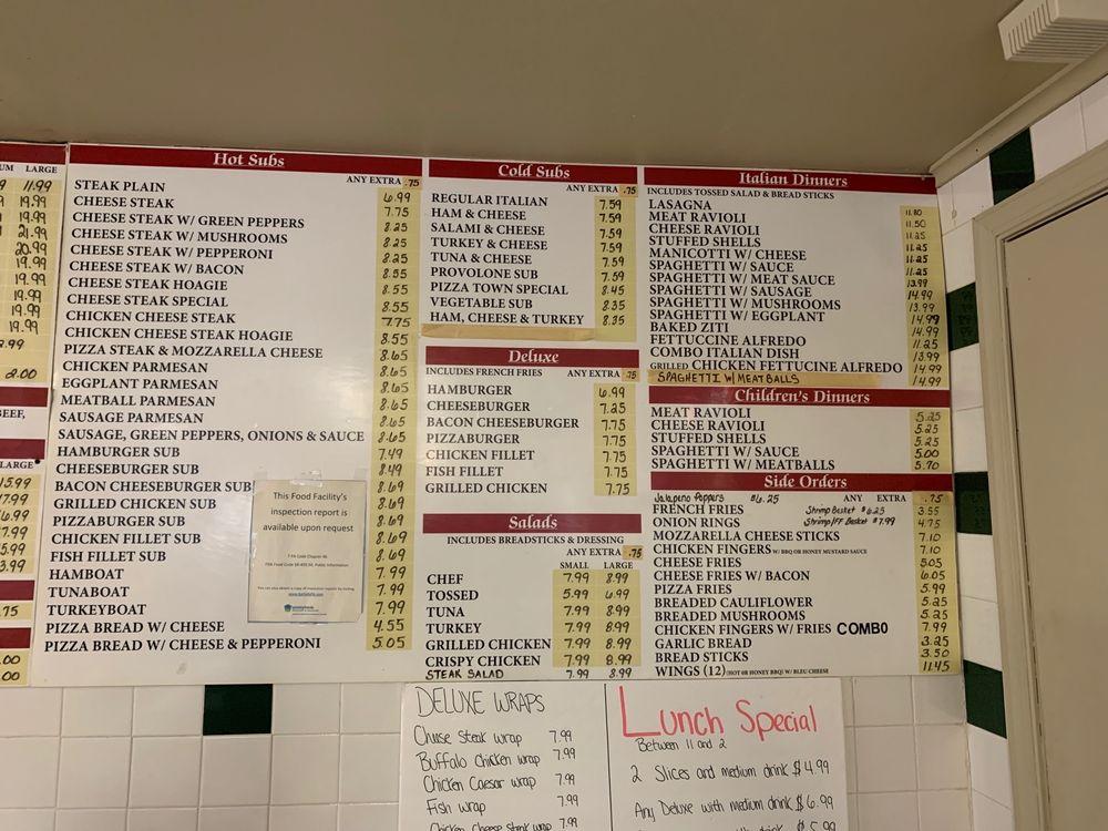 Menu at Pizza Town USA pizzeria, East Prospect