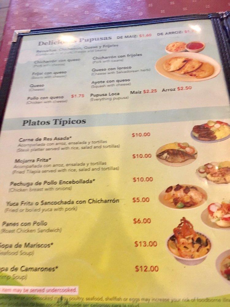Menu at Pupuseria Doña Azucena restaurant, Herndon