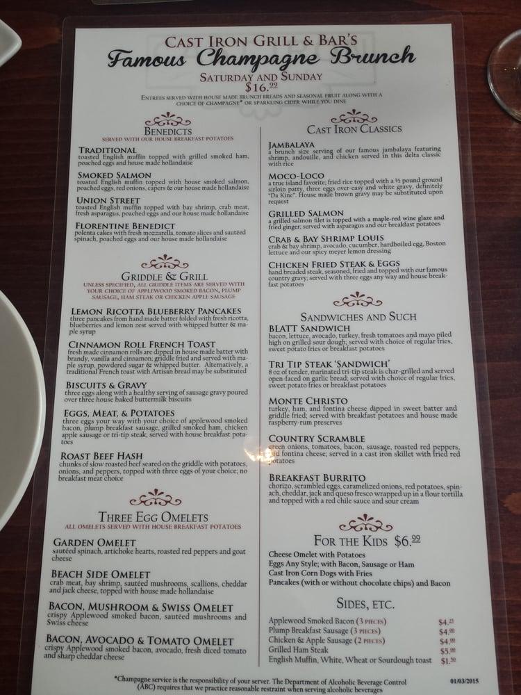 Menu at Cast Iron Grill & Bar, Suisun City