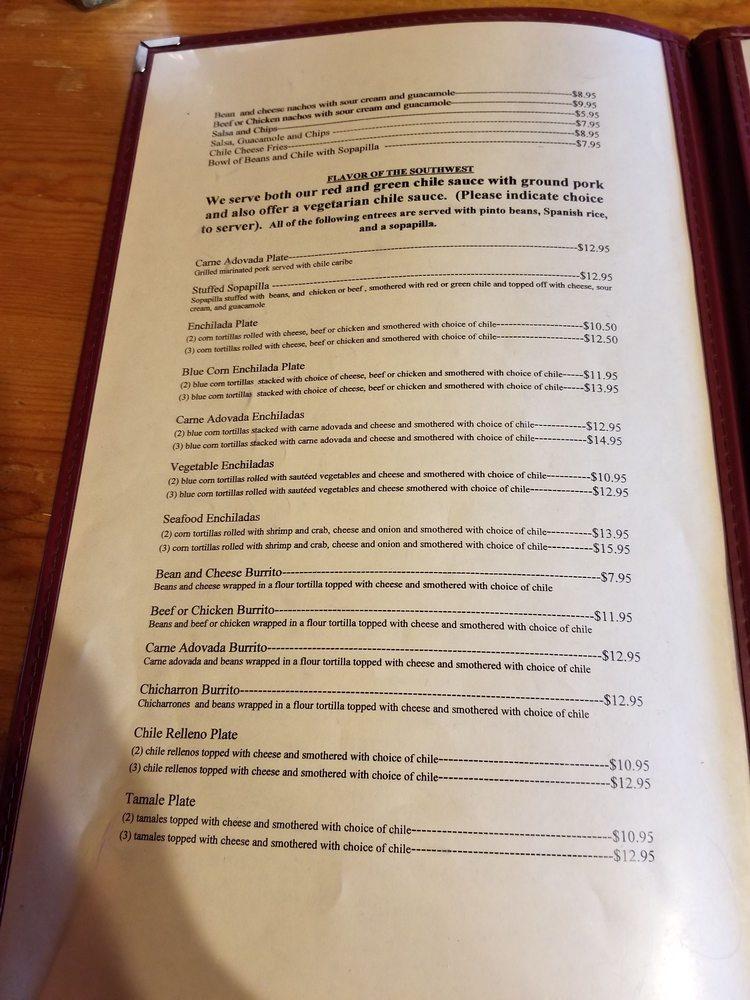 Menu at Ranchos Plaza Grill restaurant, Ranchos de Taos