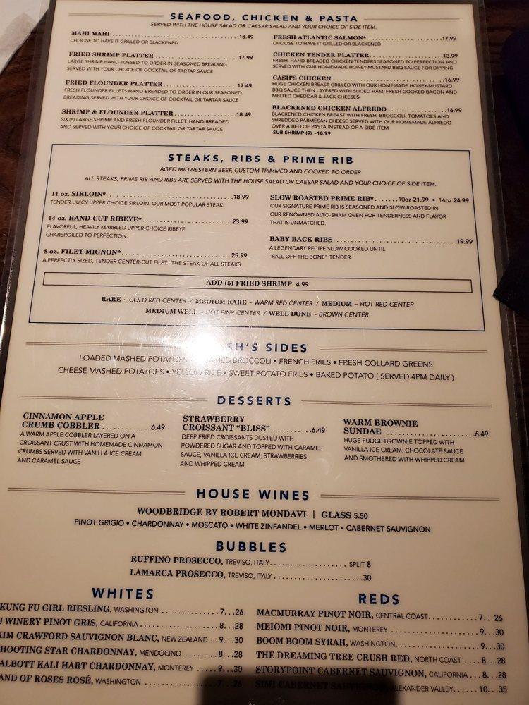 Menu at J.R. Cash's Grill and Bar, Chapin