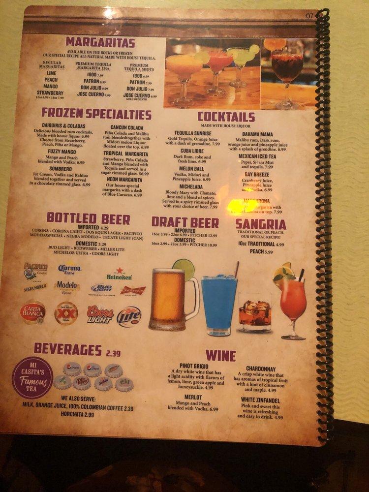 Menu at Mi Casita Mexican Restaurant, Laurinburg