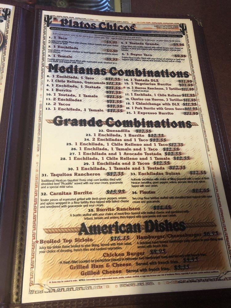 Menu at El Indio Mexican Restaurant, Portland, SE Stark St