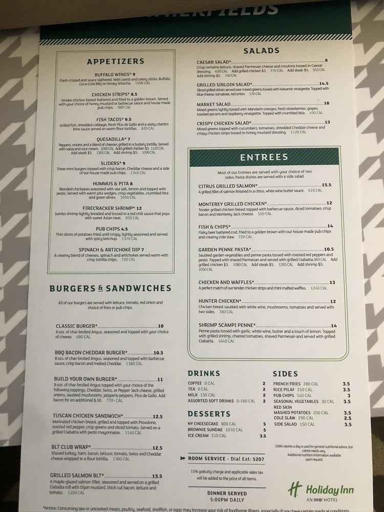 Menu at Heatherfields Restaurant and Lounge, Martinsburg