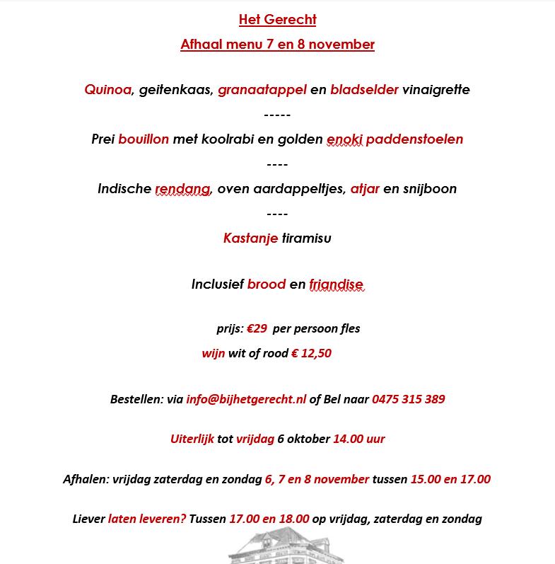 Menu at Restaurant Het Gerecht, Roermond