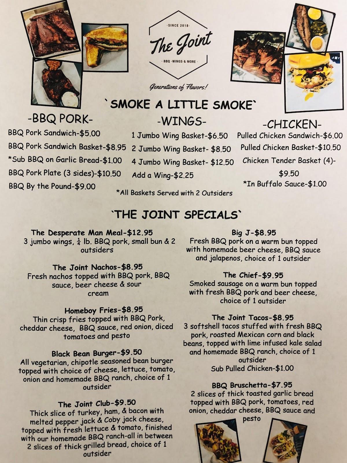 Menu at The JointBBQ, Wings & More, Eddyville