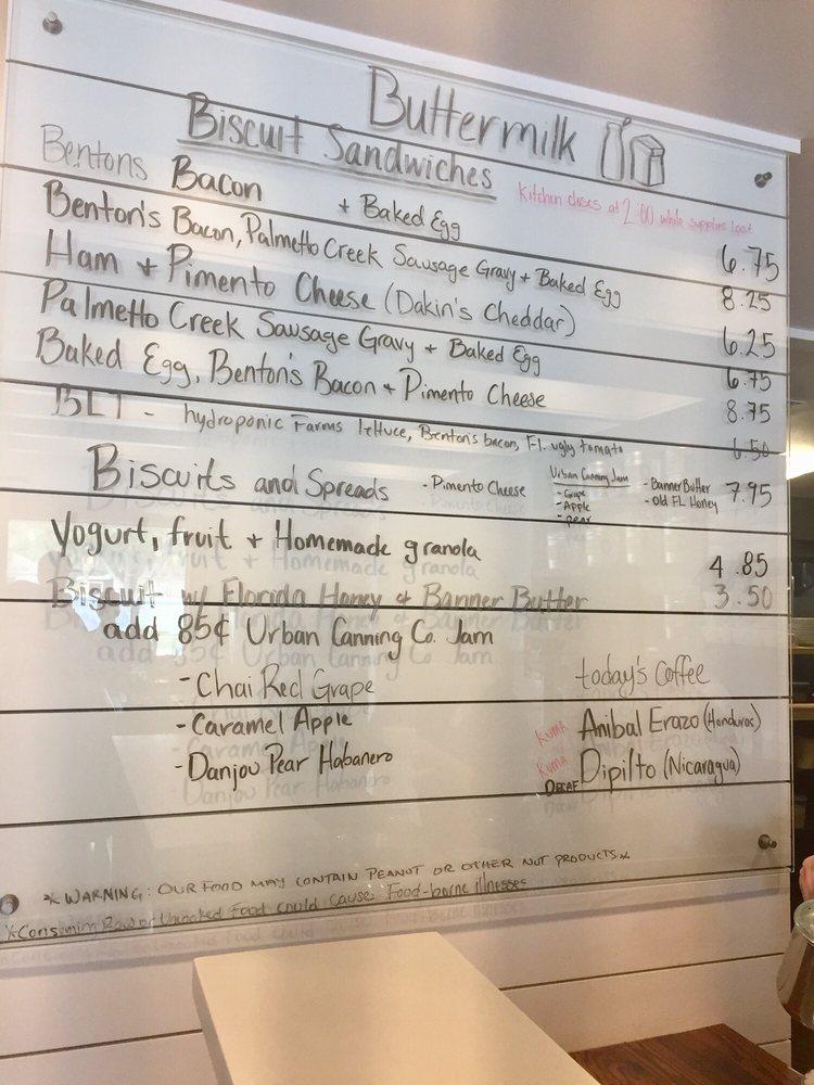 Menu at Buttermilk Handcrafted Food restaurant, Sarasota