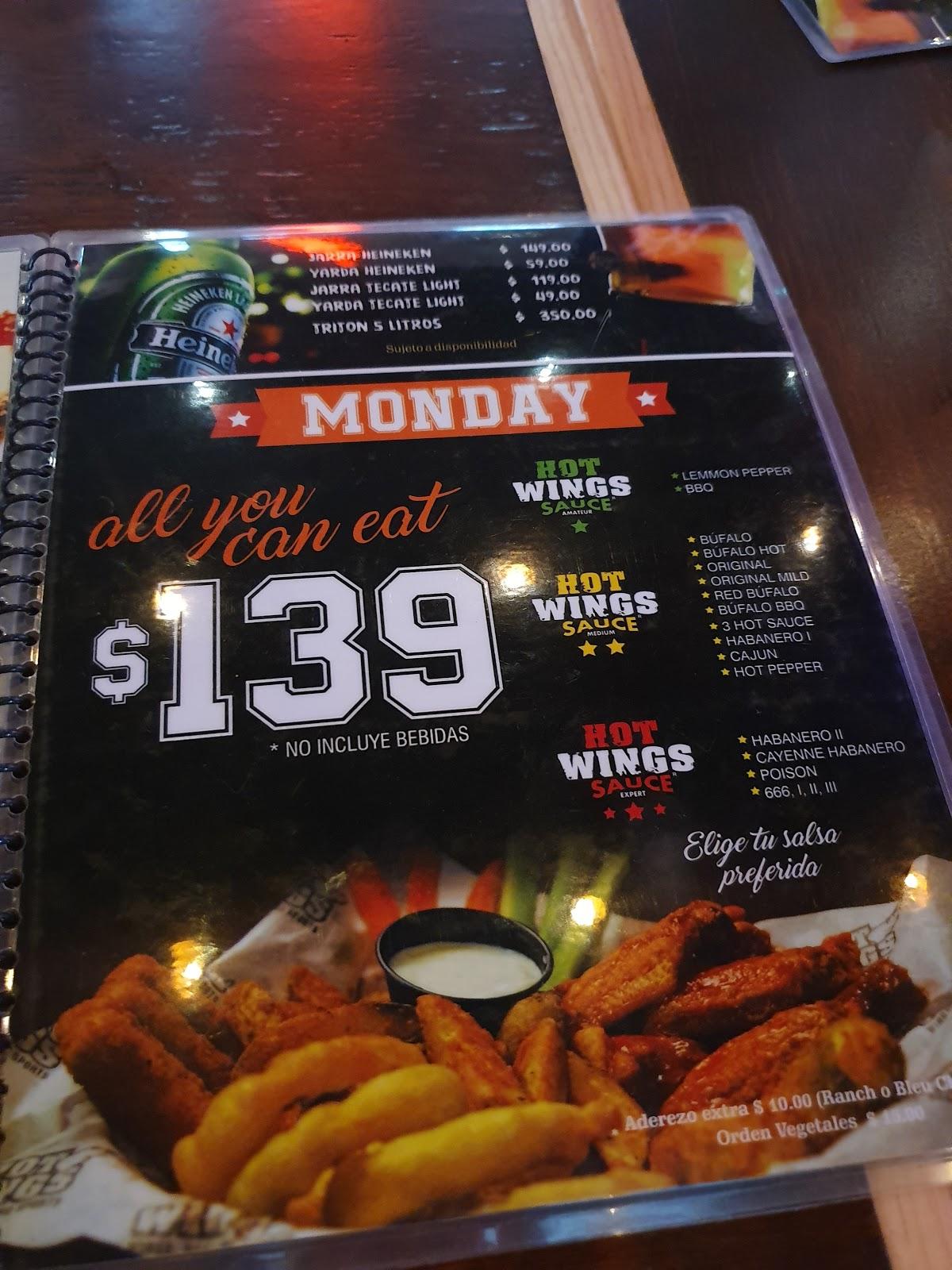 Menu at Hot Wings Puerto Vallarta pub & bar, Puerto Vallarta