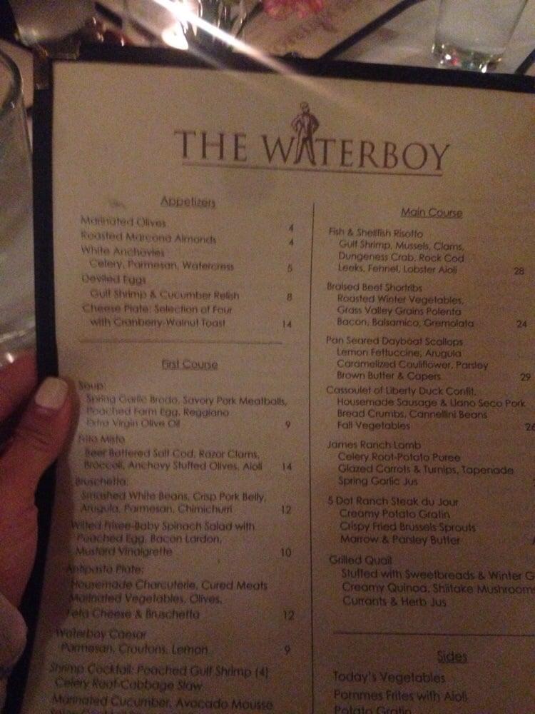 Menu at The Waterboy pub & bar, Sacramento