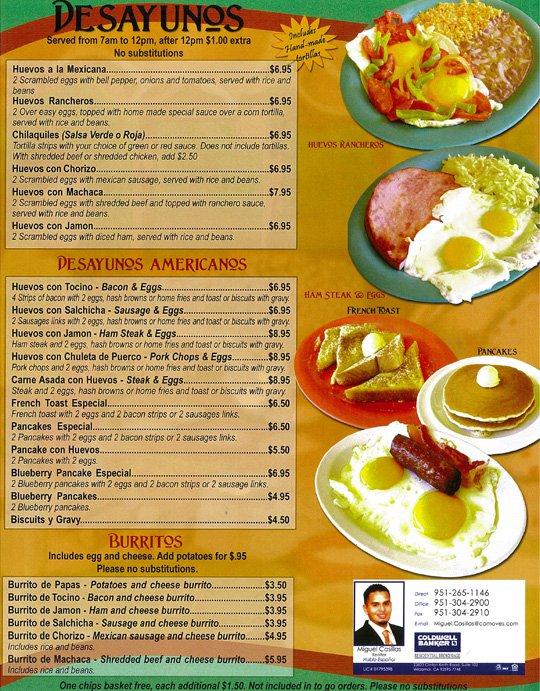 Menu at El Comal Cocina y Cantina pub & bar, Lake Elsinore, Riverside Dr