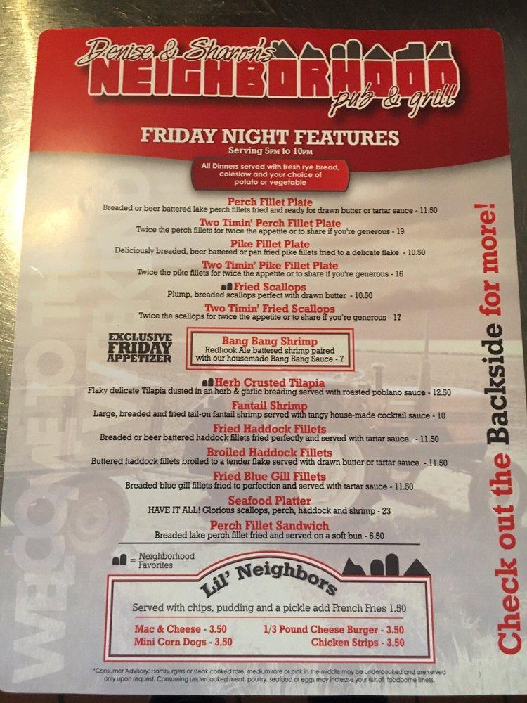 Menu At Neighborhood Pub Grill Chilton