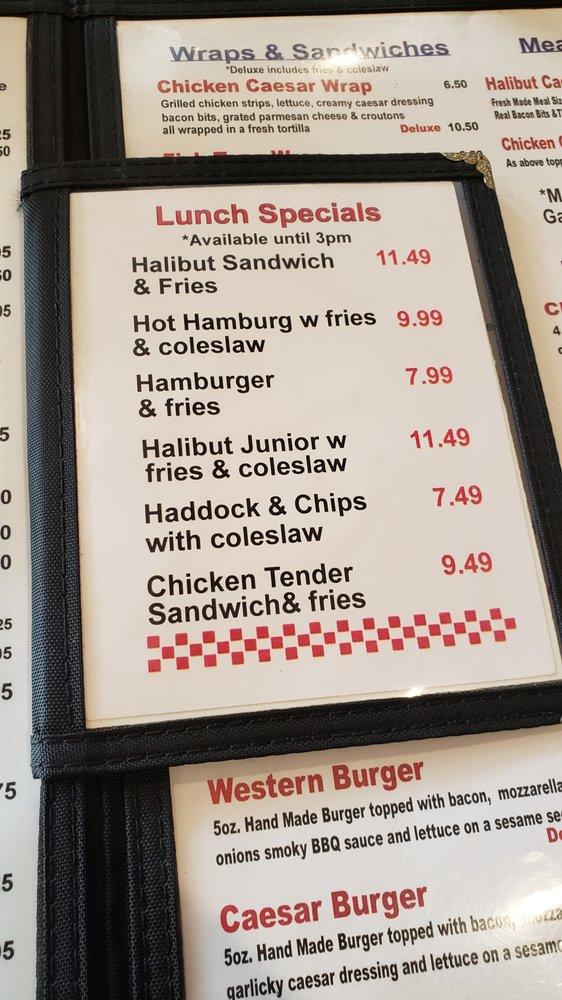 Menu at Sir Cedric's Fish & Chips restaurant, Windsor, 468 University Ave W