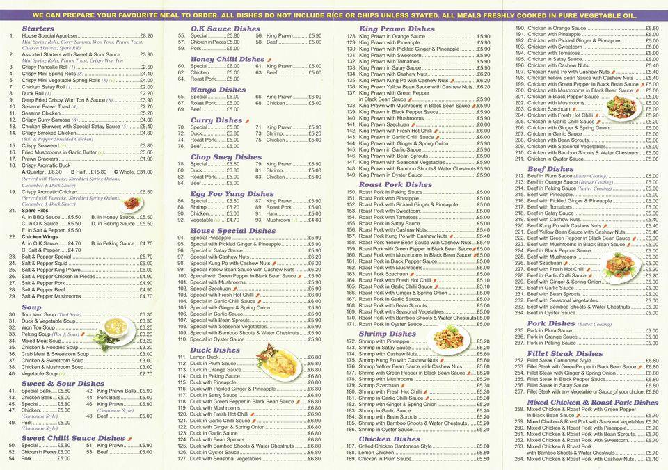 Menu at The Rice Bowl restaurant, Keighley