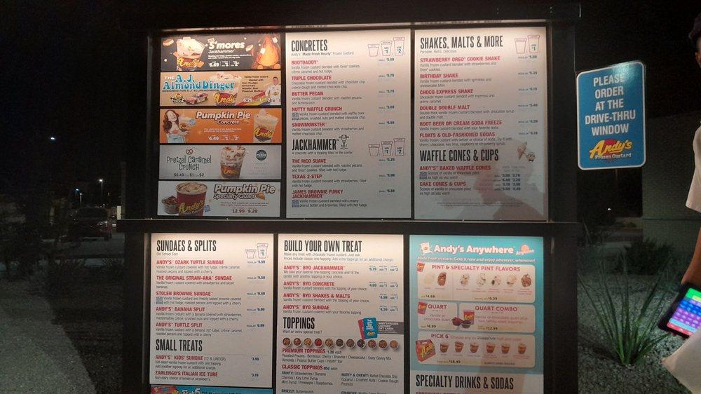 Menu at Andy's Frozen Custard desserts, Gilbert