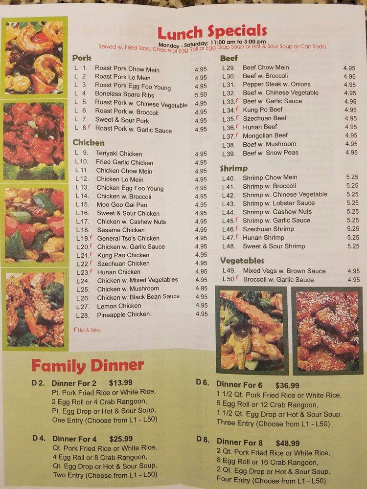 Menu at Mandarin Chef restaurant, Moore