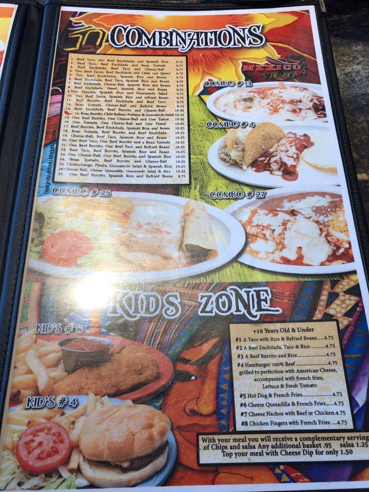 Menu at Mexico Viejo restaurant, Yankton, Broadway Ave