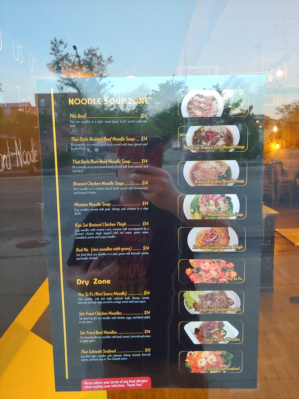 Menu at Noodle Zone restaurant, Stratford