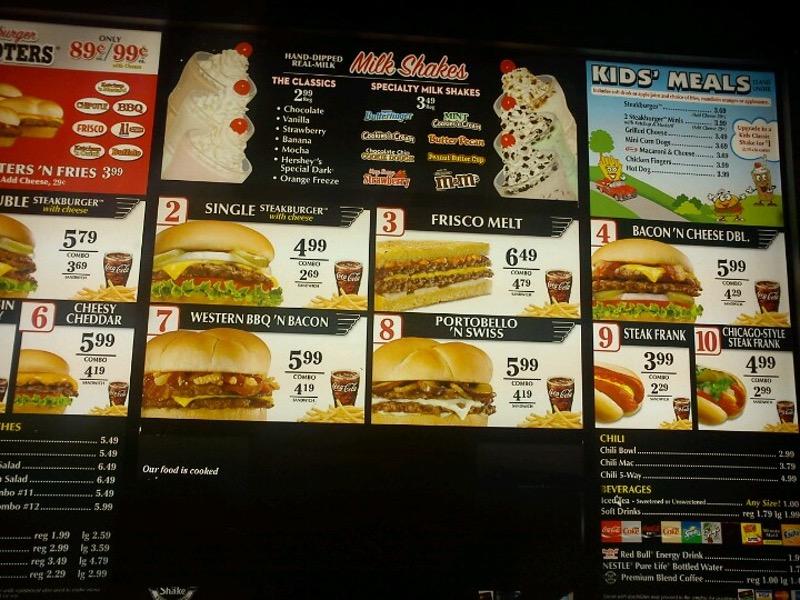 Menu at Steak 'n Shake fast food, Terre Haute