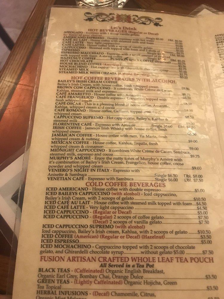 Menu at Veniero's Pasticceria & Caffe desserts, New York City