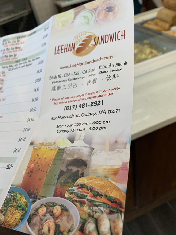 Menu at Bánh Mì Lê fast food, Quincy