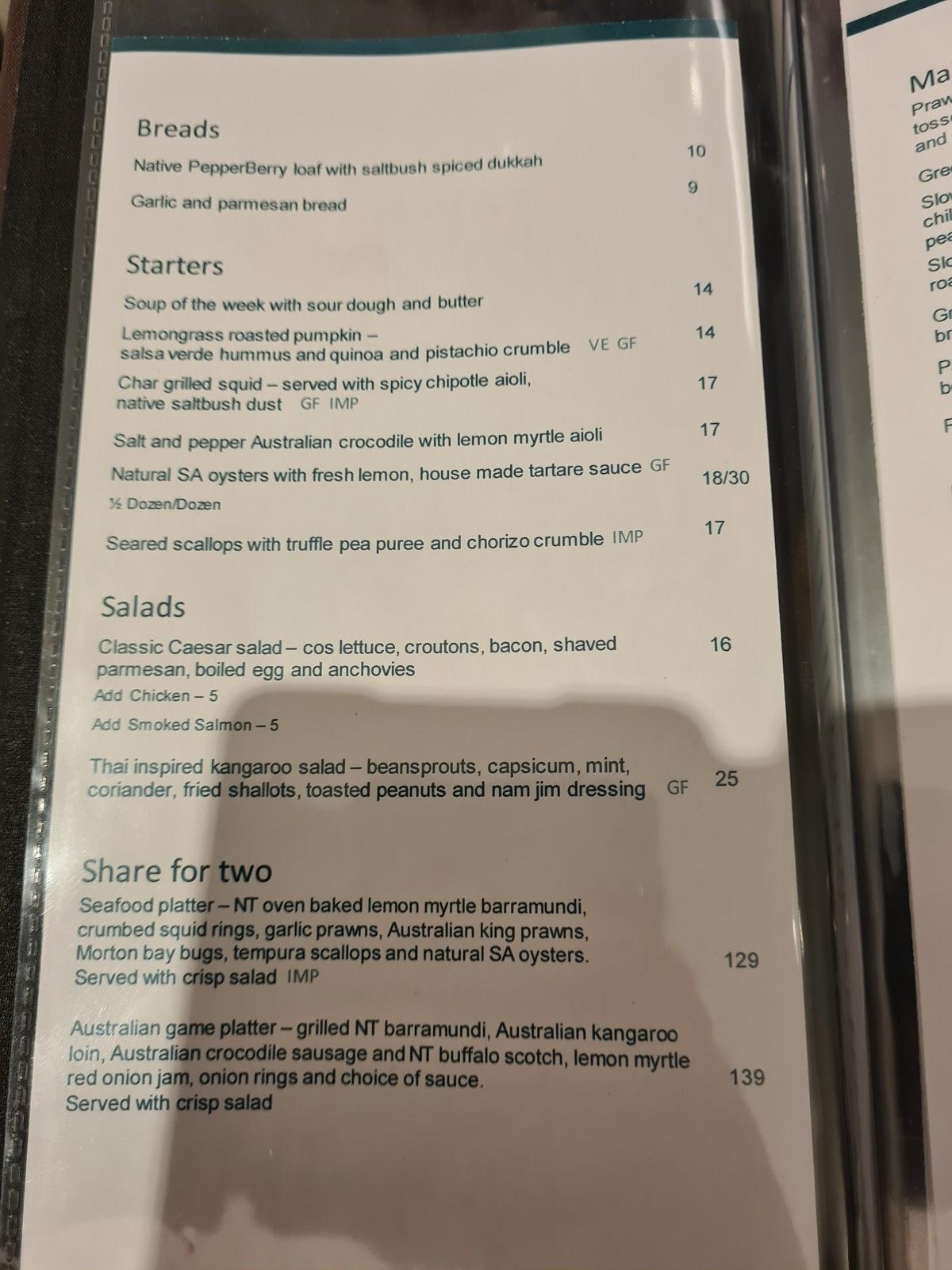 Menu at PepperBerry Restaurant, Darwin City