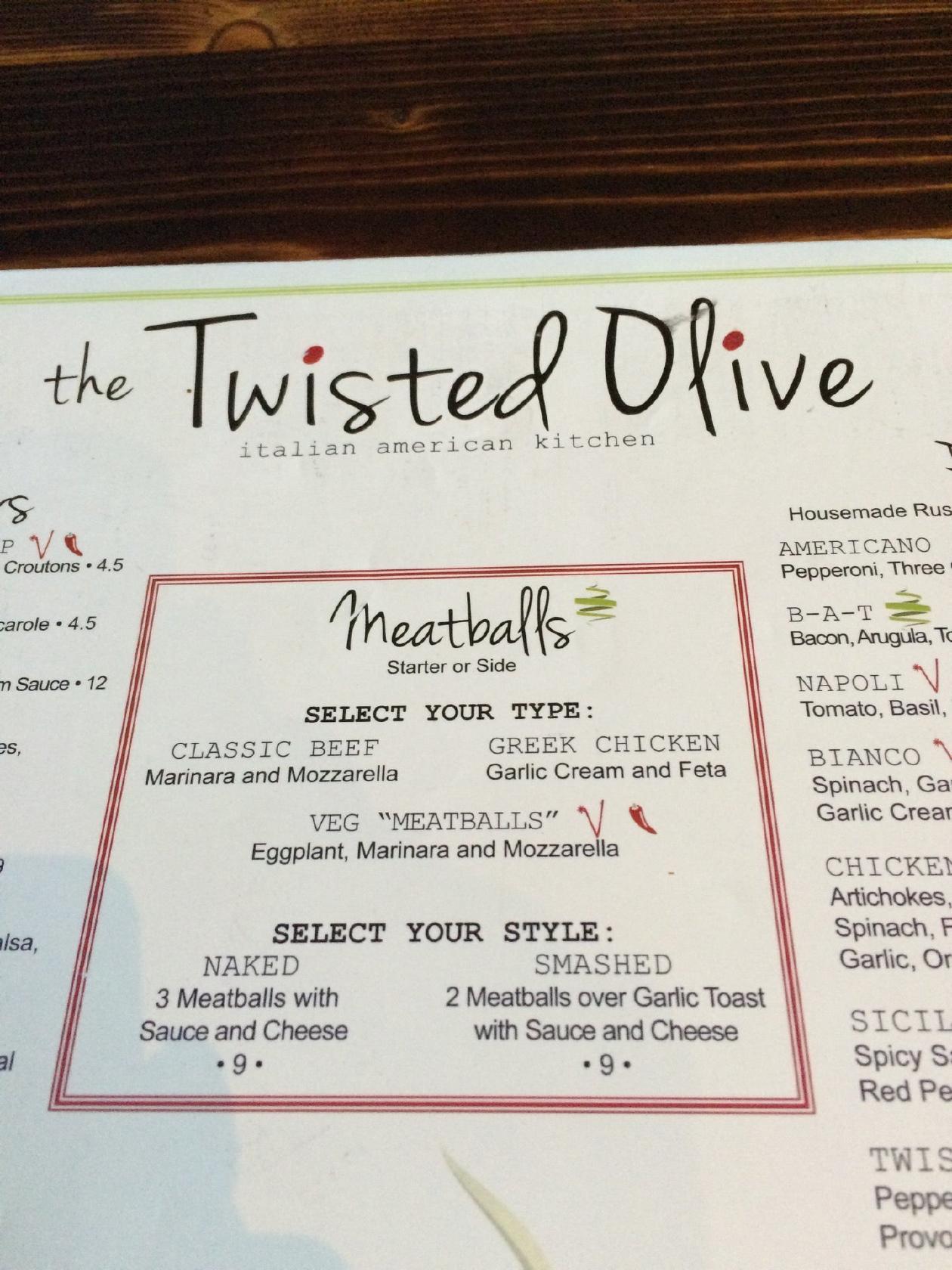 Menu at The Twisted Olive pub & bar, Green