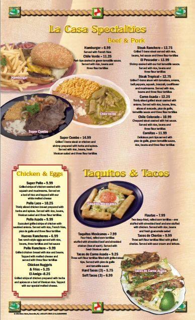 Menu at Los Caballeros restaurant, Oak Ridge, Oak Ridge Turnpike