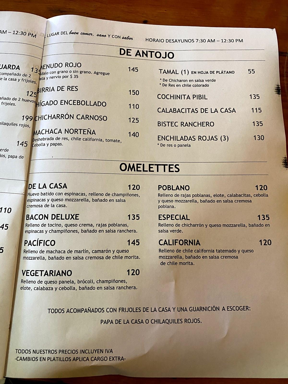 Menu at Restaurante Chichos, Tijuana