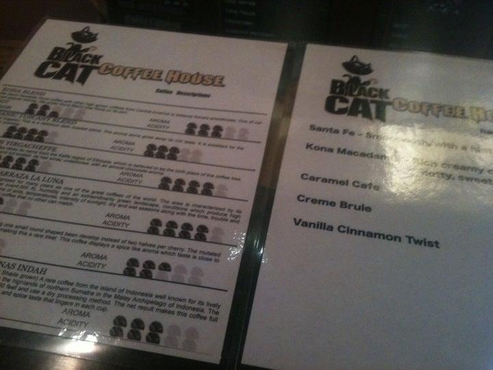 Menu at Black Cat Coffee House, Phoenix