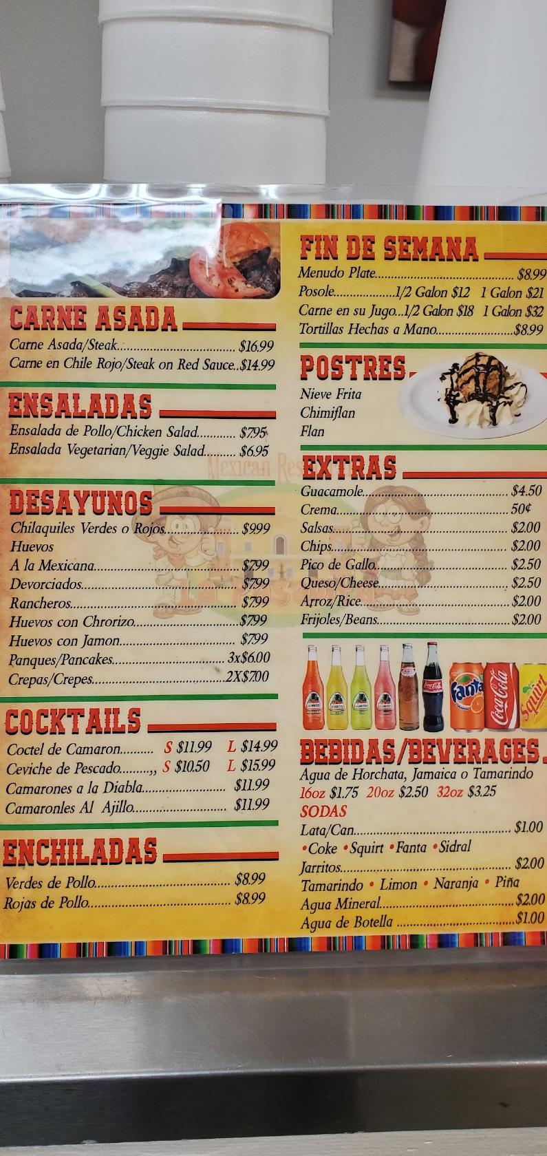 Menu at La Pasadita restaurant, Elwood