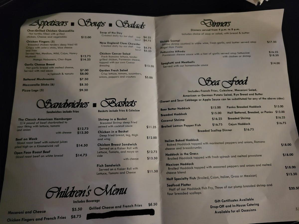 Menu at Bellevue Hotel pub & bar, Buffalo