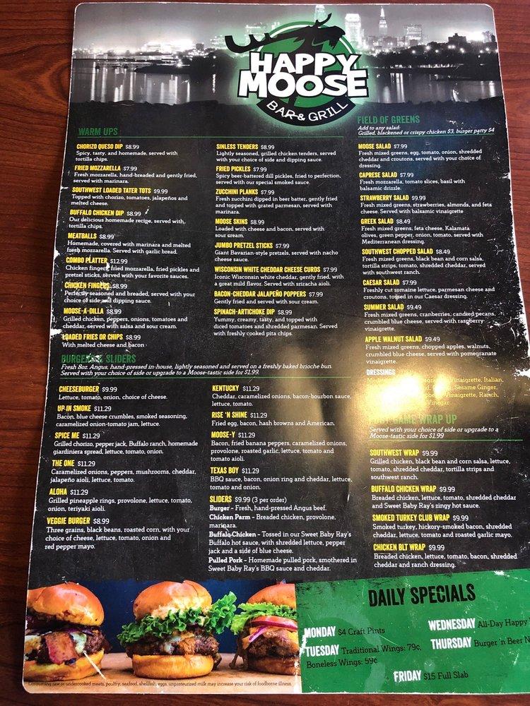 Menu At Happy Moose Bar And Grill Mentor 7562