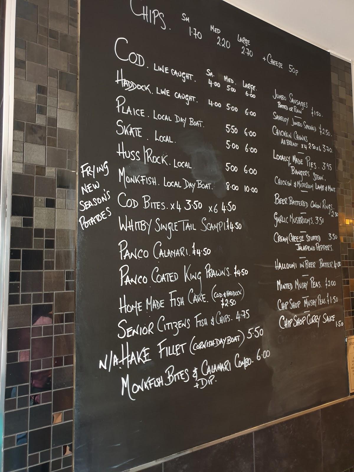 Menu at Little Jack Fullers fast food, Brighton
