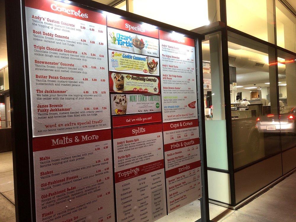 Menu at Andy's Frozen Custard desserts, Joplin, S Rangeline Rd