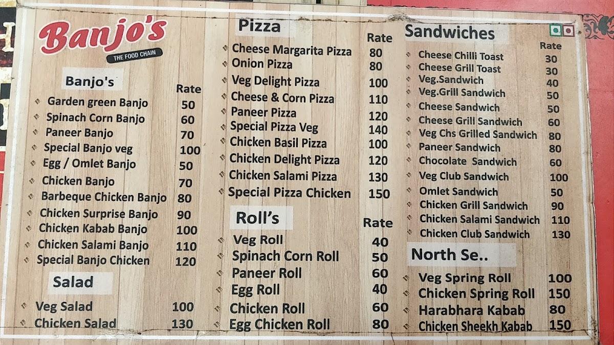 Menu at Banjo's The Food Chain Best fast food in nashik Pizza Burger