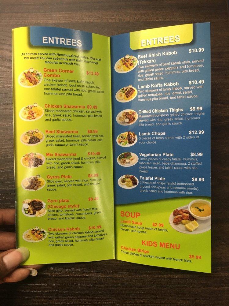 Menu at Green Corner Restaurant, Mesa