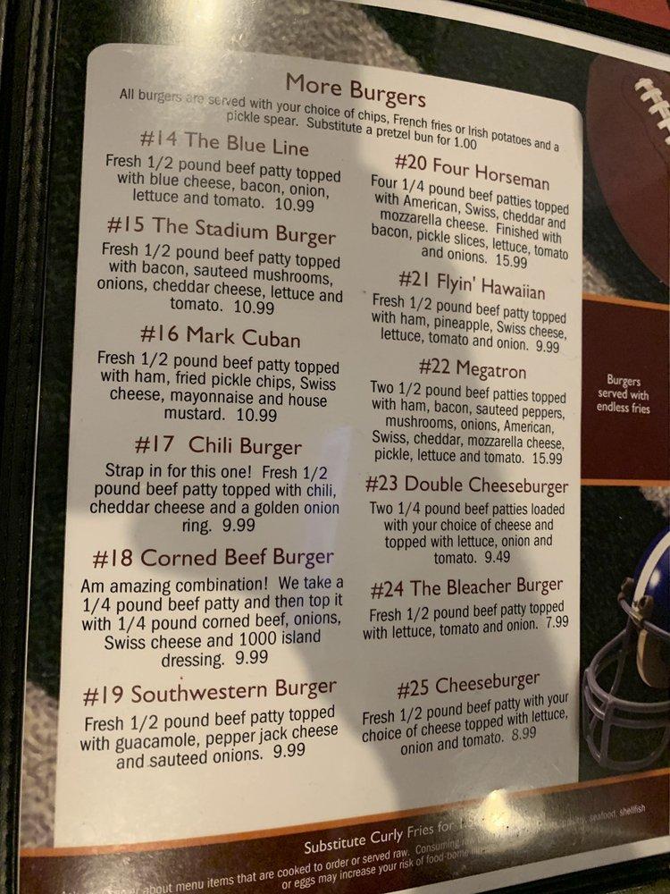 Menu at Burger Town Grille & Upper Deck Sports Bar, Portage
