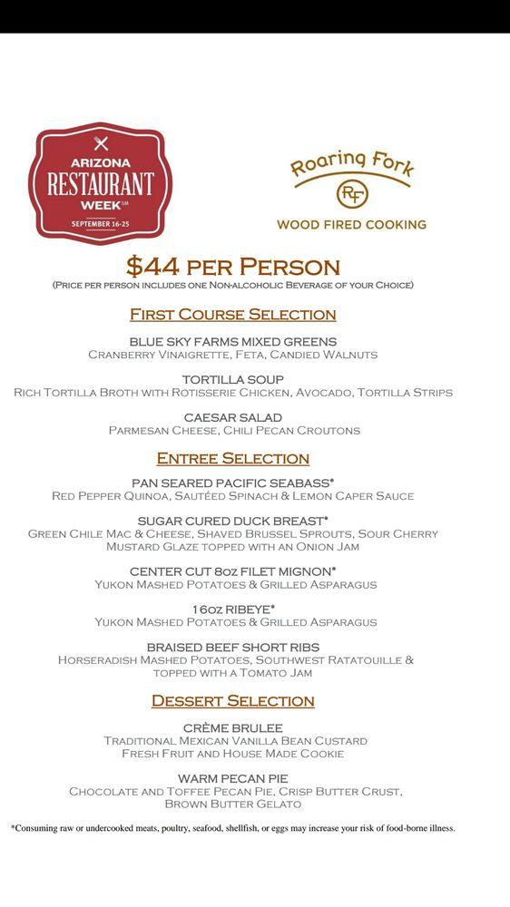 Menu at Roaring Fork pub & bar, Scottsdale