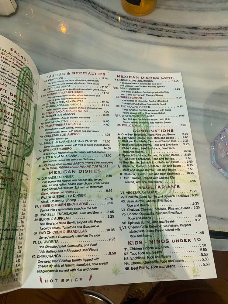 Menu at Los Amigos Mexican Restaurant, Birmingham, 7th Ave S