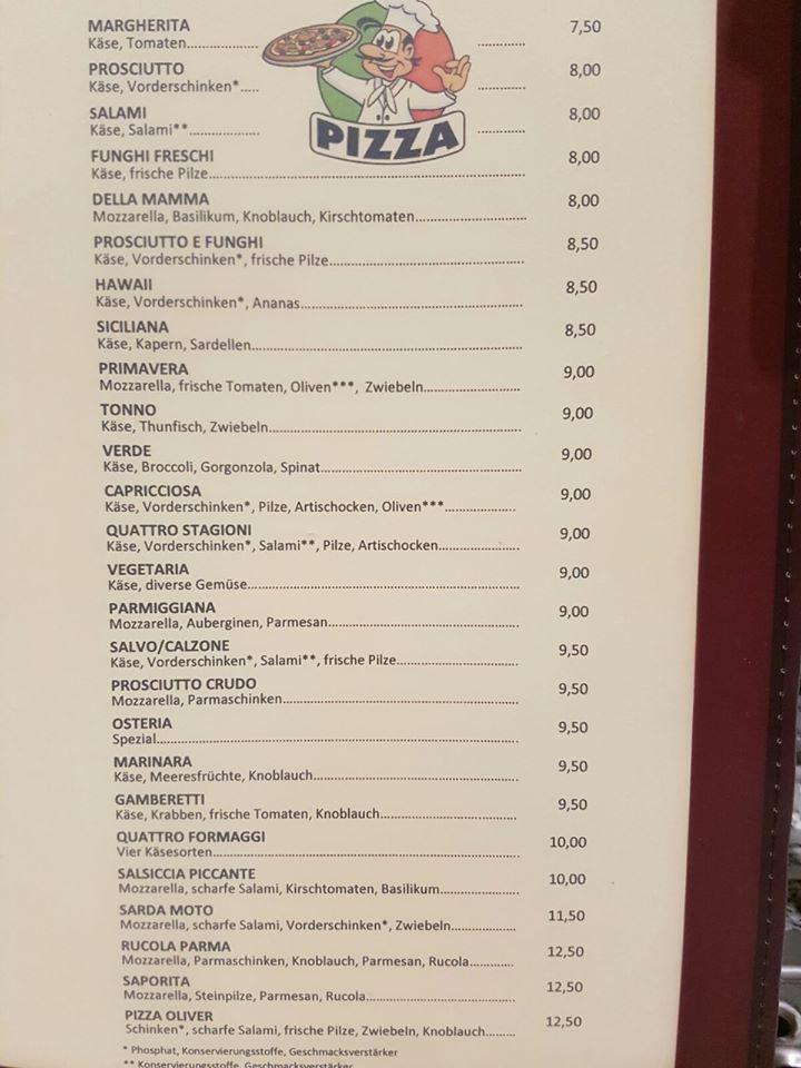 Speisekarte von Osteria Pizza e Pasta Lucia & Lory, Pommelsbrunn