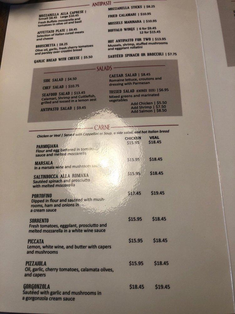 Menu at Portofino’s Italian Restaurant Indian Land, Indian Land