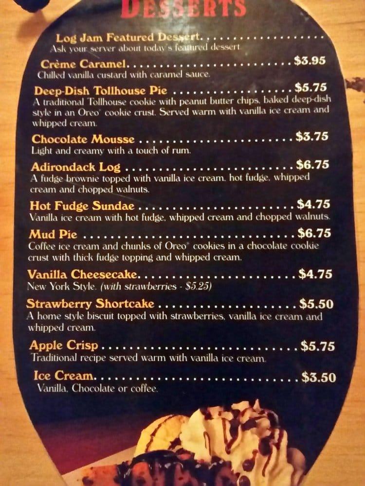 Menu at The Log Jam Restaurant, Queensbury