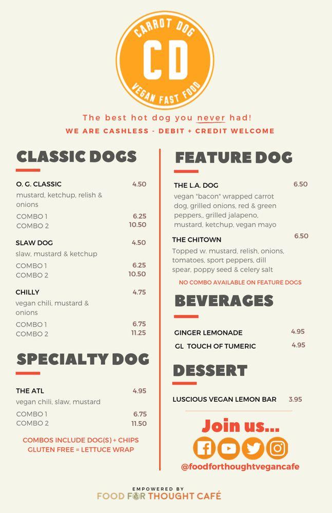 Menu at Carrot Dog restaurant, Atlanta