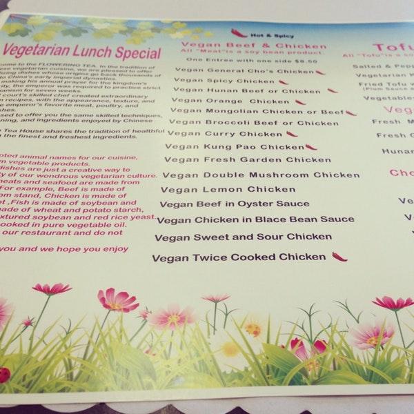 Menu at Flowering Tea House restaurant, Petaluma