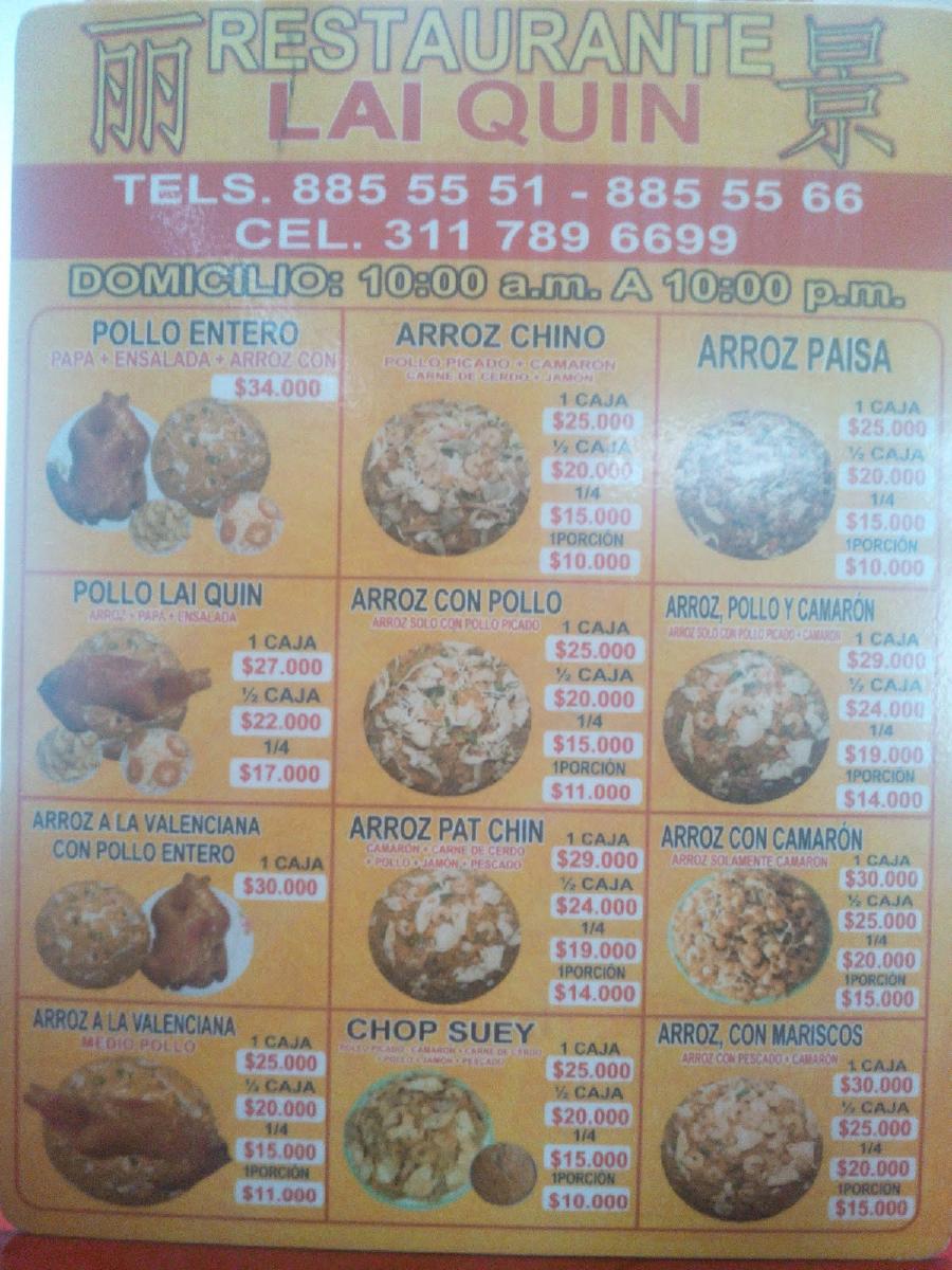 Menu at Restaurante Lai Quin, Manizales